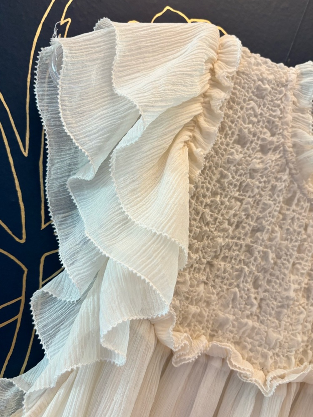 ULLA JOHNSON ivory SILK sleeveless RUFFLE flutter sleeve TOP size 0 XS - Picture 3 of 7